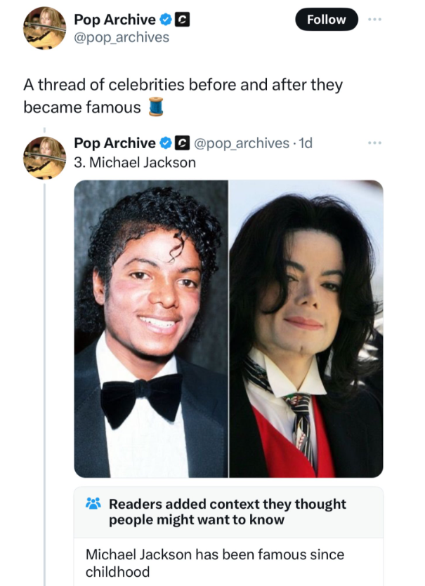 Pop Archive G A thread of celebrities before and after they became famous Pop Archive 1d 3. Michael Jackson Readers added context they thought people might want to know Michael Jackson has been famous since childhood